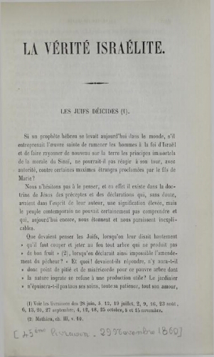 La verité Israélite V03 N°45 (29/11/1860)